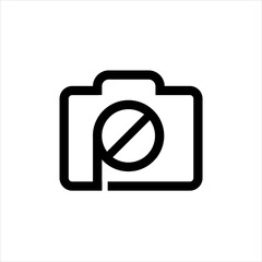 simple modern camera symbol combined with letter P photography logo design vector illustrations