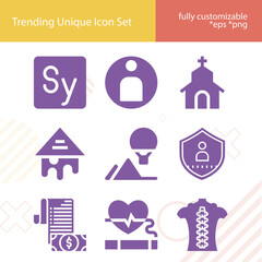 Simple set of chronicle related filled icons.