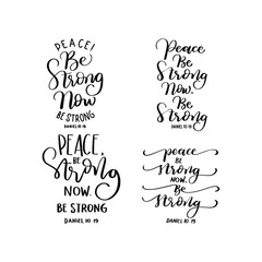 Printable Bible Quote. Scripture Hand Lettered. Peace Be Strong Now. Hand Lettering Bible Quote. Modern Calligraphy. Handwritten Inspirational Motivational Quote.