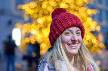 Cold young woman with a happy smile