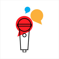 microphone icon. microphone and conversation bubble. concept for podcast, broadcasting media 