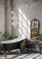 Cozy and comfortable room with interior in bohemian style