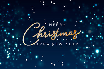 Fototapeta na wymiar Merry Christmas and Happy New Year web banner, blurred background, vector illustration