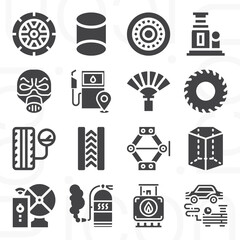 16 pack of exhaust  filled web icons set