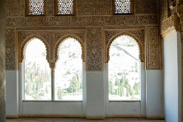 Obraz premium Ark windows in the Alhambra, Granada, Spain