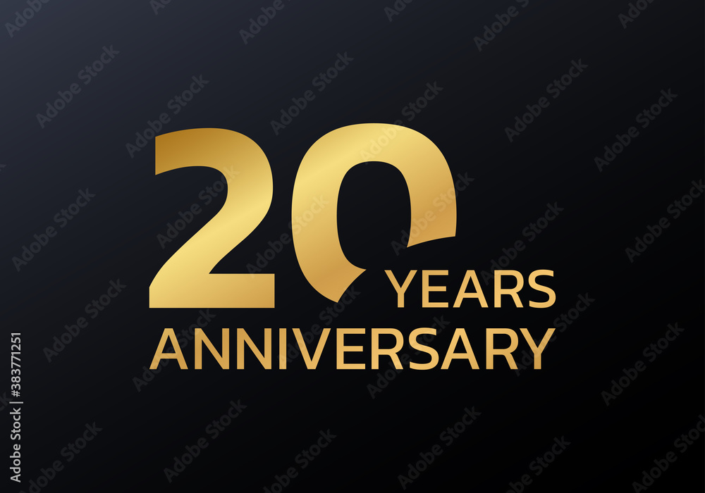 Wall mural 20th anniversary logo. 20 years celebrating icon or golden badge. vector illustration.