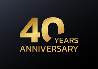 40th anniversary logo. 40 years celebrating icon or golden badge. Vector illustration.