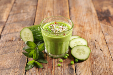 green vegetable soup with cucumber and basil