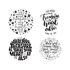 Printable Quote. Luke Scripture Lettering. For Where Your Treasure Is Where Your Heart Will Be Also. Modern Calligraphy. Handwritten Inspirational Motivation Quote.