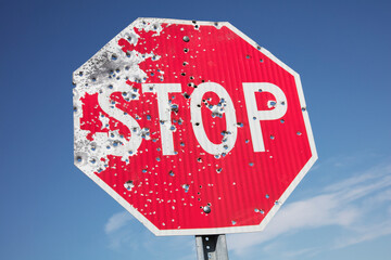 stop sign on blue sky