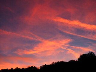 texture back ground of the sky , sunset and sunlight colorful , red , ble and violet ,OLYMPUS DIGITAL CAMERA