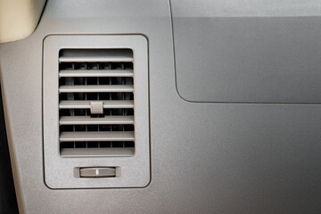 Close up car air conditioner system and control panel. Automotive interior ventilation. Car air direction control.