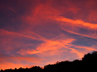 texture back ground of the sky , sunset and sunlight colorful , red , ble and violet ,OLYMPUS DIGITAL CAMERA