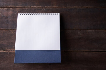 Close up of blank desktop calendar