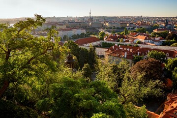 Panoramic view from palace garden to Prague.
