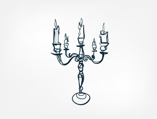 chandelier halloween stuff vector single one line isolated design element