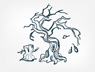 scary tree halloween stuff vector single one line isolated design element