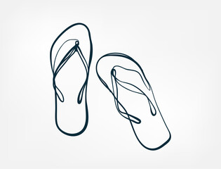 flip flops travel vector single one line isolated design element