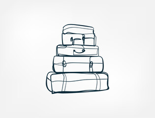 suitcase travel vector single one line isolated design element