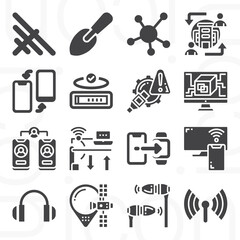 16 pack of help desk  filled web icons set