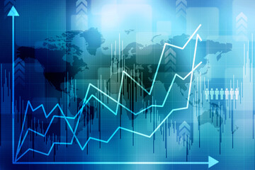 2d rendering Stock market online business concept. business Graph 