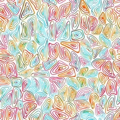 Drawn colorful abstract seamless pattern. Background color in doodle boho style. Multicolored naive style floral pencil hand drawn. Design for fabric, wallpaper, nursery, packaging, paper, print