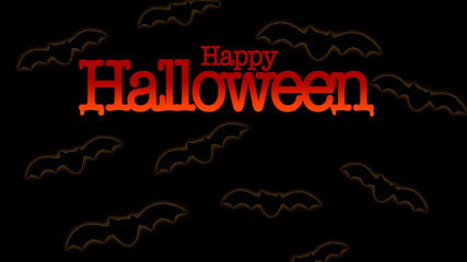 Happy Halloween gift  card. bats on a black background 