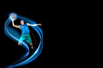 Basketball player with a ball