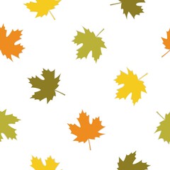 Seamless background made of maple leafs in warm autumn colors