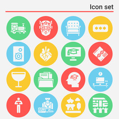 16 pack of study  filled web icons set