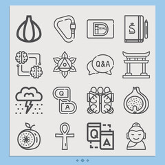 Simple set of enlightenment related lineal icons.