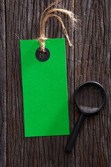 Offer sale tags with magnifying glass