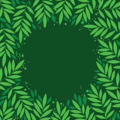 Green leaf round background