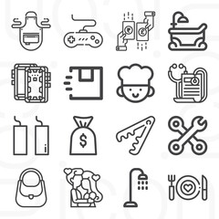 16 pack of home  lineal web icons set