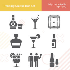 Simple set of distilled related filled icons.