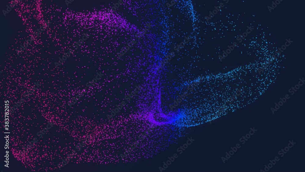 Poster two heads made up of particles becoming one and dissolving. 3d render / rendering