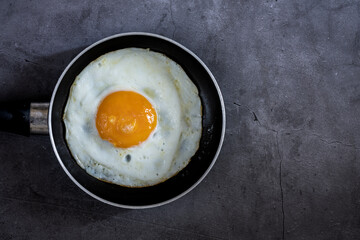 Pan omelette on black background