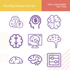 Simple set of mental capacity related lineal icons.