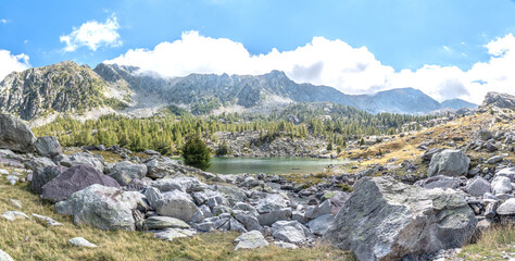 Fototapeta na wymiar Paysage de montagne dans les Alpes et le parc du Mercantour