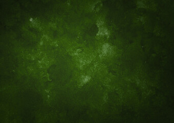 Watercolor stained shabby dark green grunge background