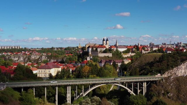 Veszprem city castle aera in aerial photo. Amazing city part with historical old houses, church and much more. The most beautiful part of this city.
