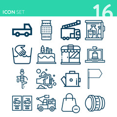 Simple set of 16 icons related to horizontal