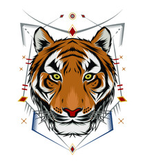 tiger head illustration for print design template.