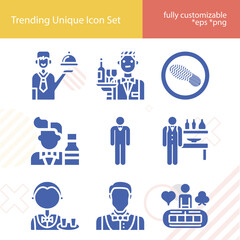 Simple set of salesman related filled icons.