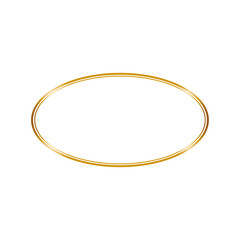 Light crystal effect for wedding invitation card. Golden frame in vintage style on white background. Line art  elegant round border for decorative design. Isolated vector illustration.