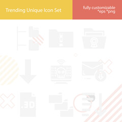 Simple set of include related filled icons.