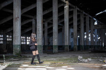 Woman in a abandoned Factory