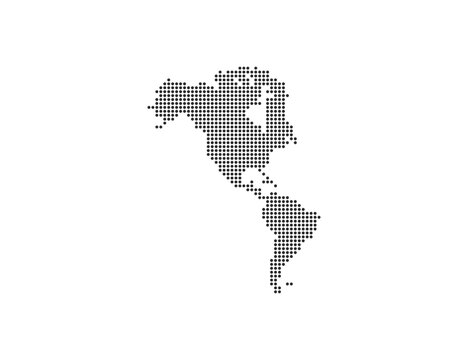 North, South America, continent, dotted map on white background. Vector illustration.
