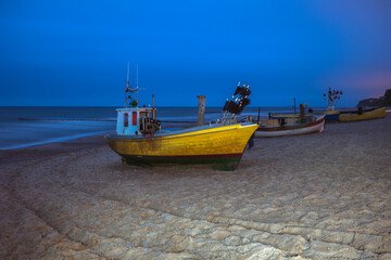 Fishing boats on the beach in Rewal