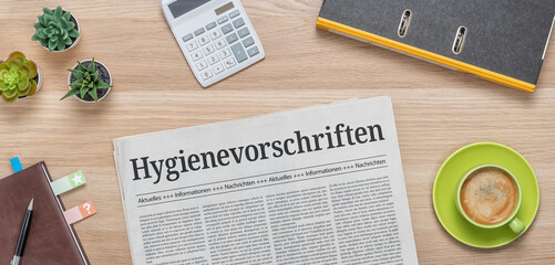 Zeitung mit der Headline Hygienevorschriften